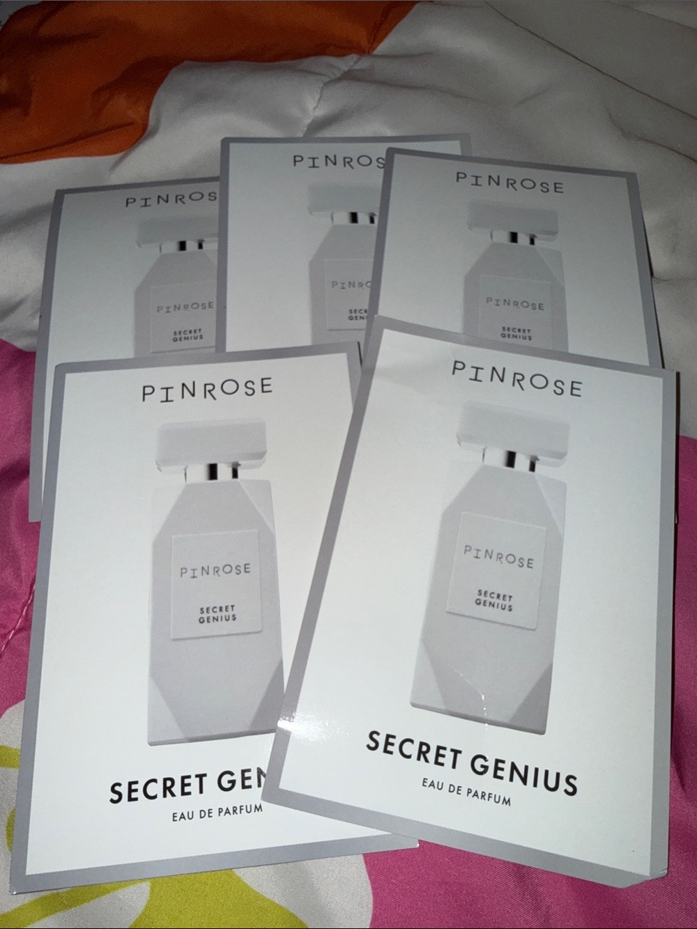 PINROSE Secret Genius NEW 5 perfume towelettes as shown in pictures/listing